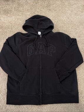 GAP Black Full-Zip Hooded Sweatshirt